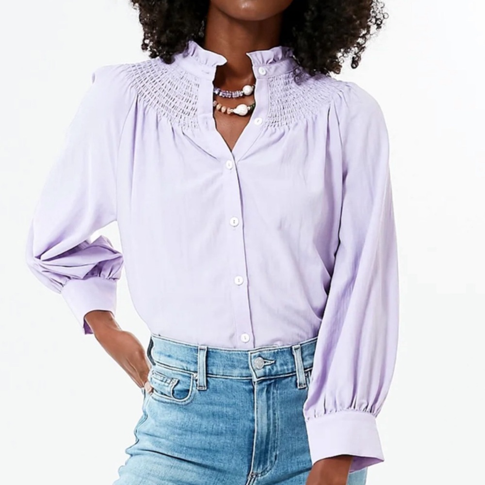 POMANDER PLACE • Lavender Emory Smocked Blouse